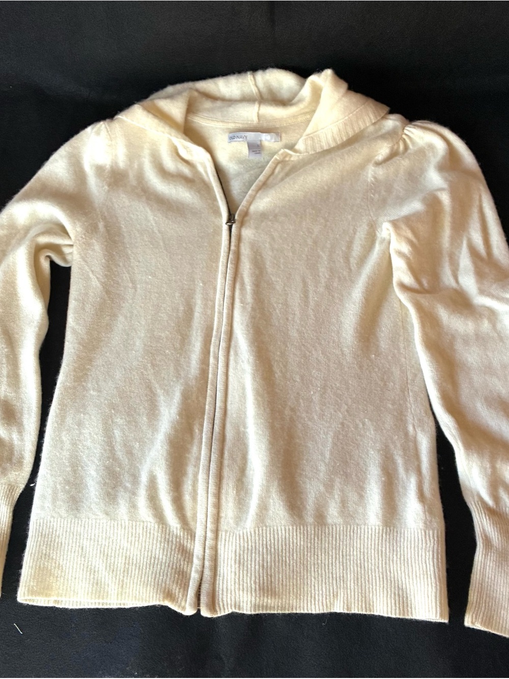 Old Navy 100% Cashmere Cream Zip-Up Hoodie Cardigan